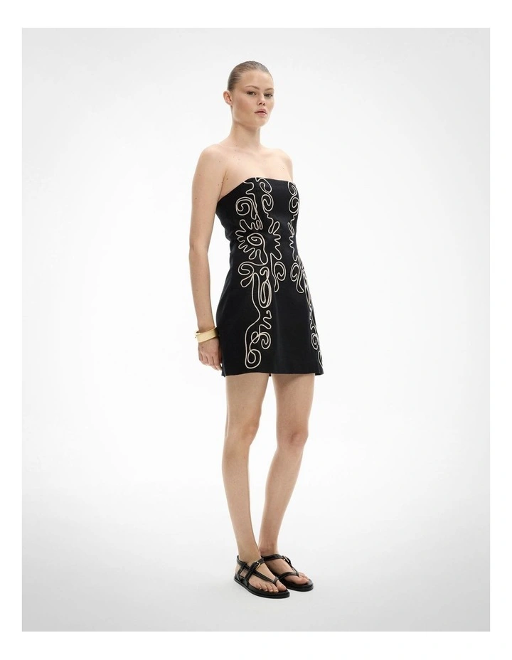 Corded Strapless Dress in Black image 1