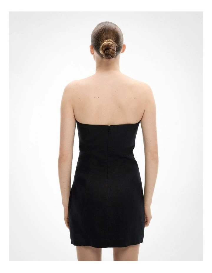 Corded Strapless Dress in Black image 5