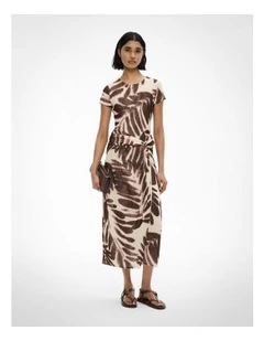 Mesh Knot Dress in Dune Print