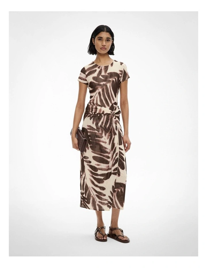Mesh Knot Dress in Dune Print image 1