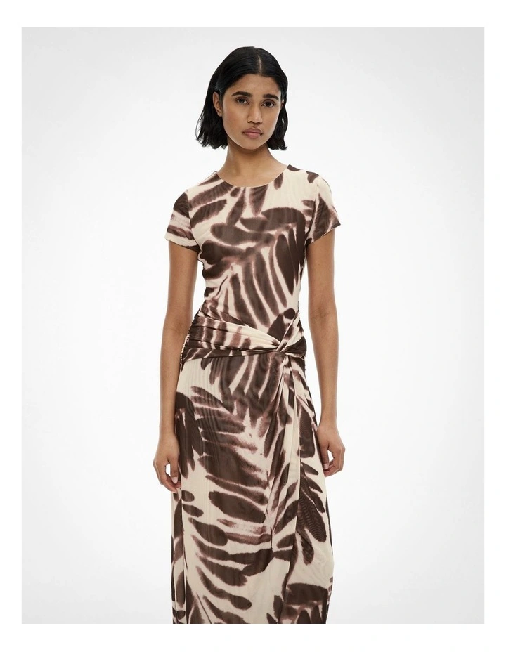 Mesh Knot Dress in Dune Print image 2