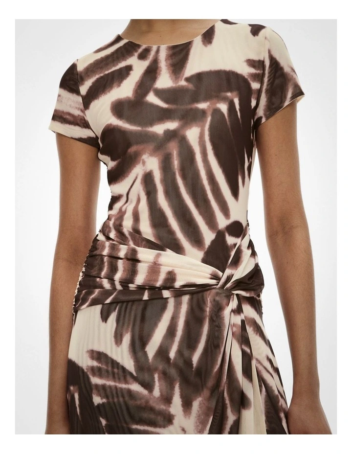 Mesh Knot Dress in Dune Print image 3