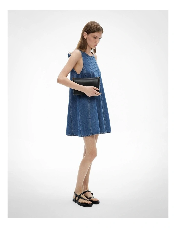 Denim Swing Dress in Indigo image 2