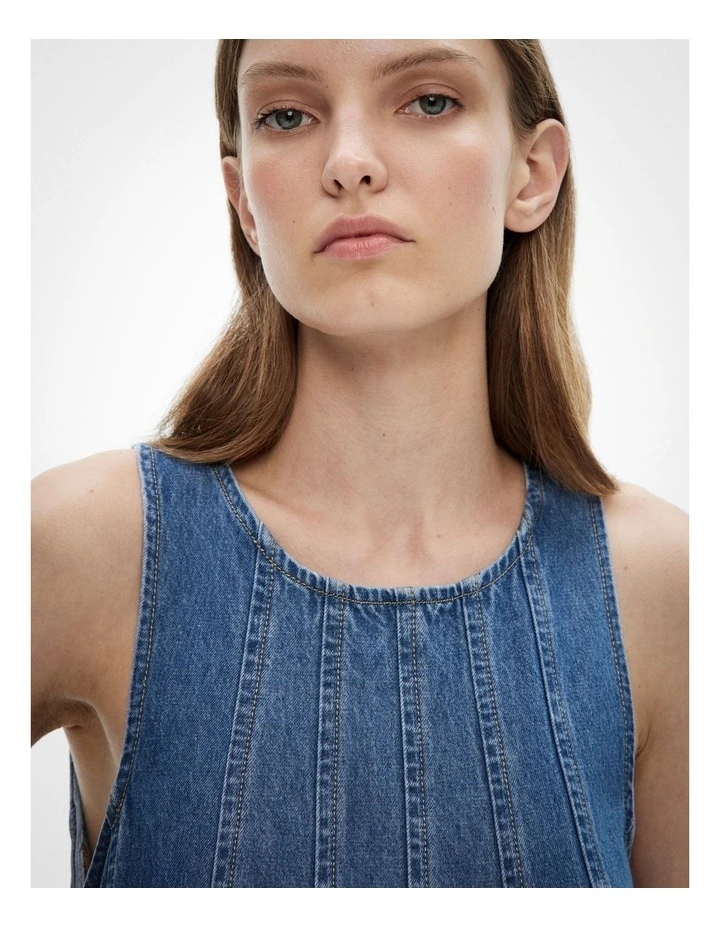 Denim Swing Dress in Indigo image 3