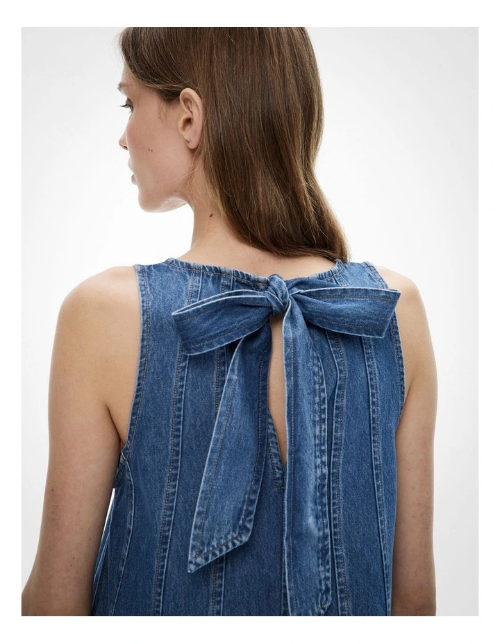 Denim Swing Dress in Indigo image 4
