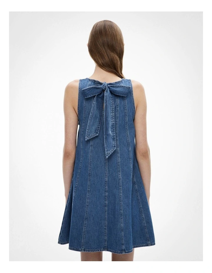 Denim Swing Dress in Indigo image 5