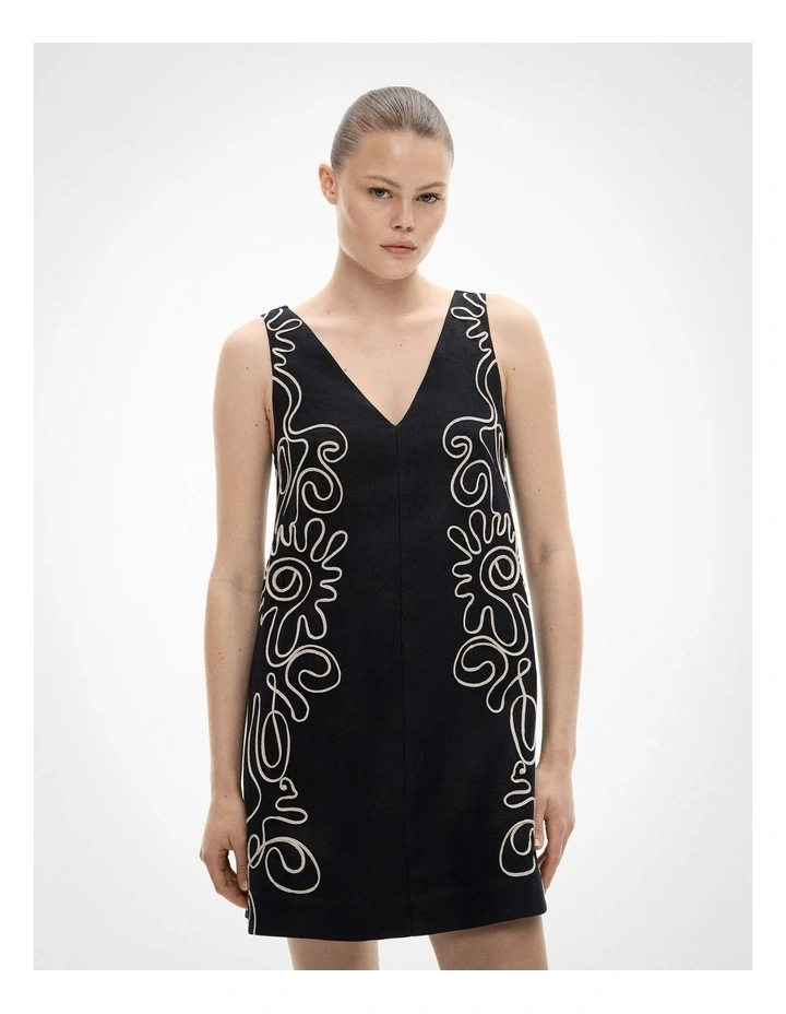 Corded Shift Dress in Black image 2