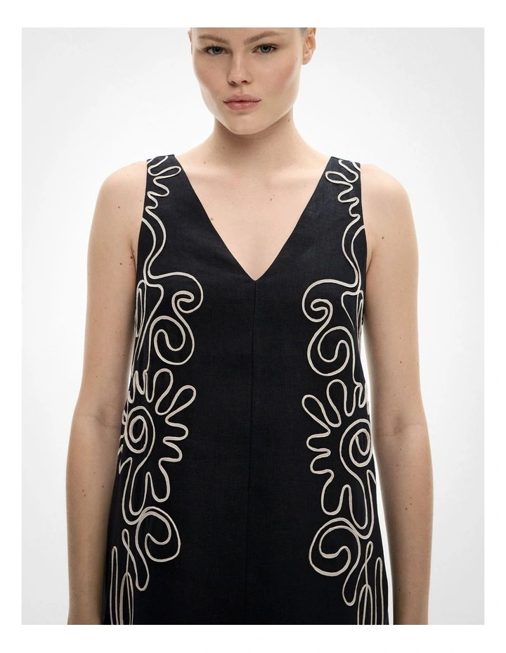 Corded Shift Dress in Black image 3