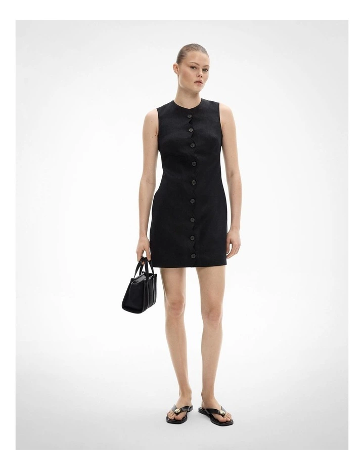 Scallop Mini Dress in Black image 1