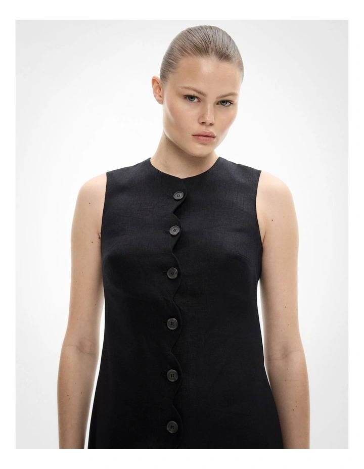 Scallop Mini Dress in Black image 3