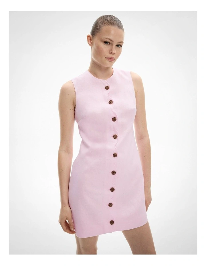 Scallop Mini Dress in Candy Pink image 2