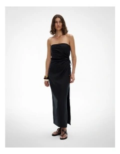 Side Gather Dress in Black