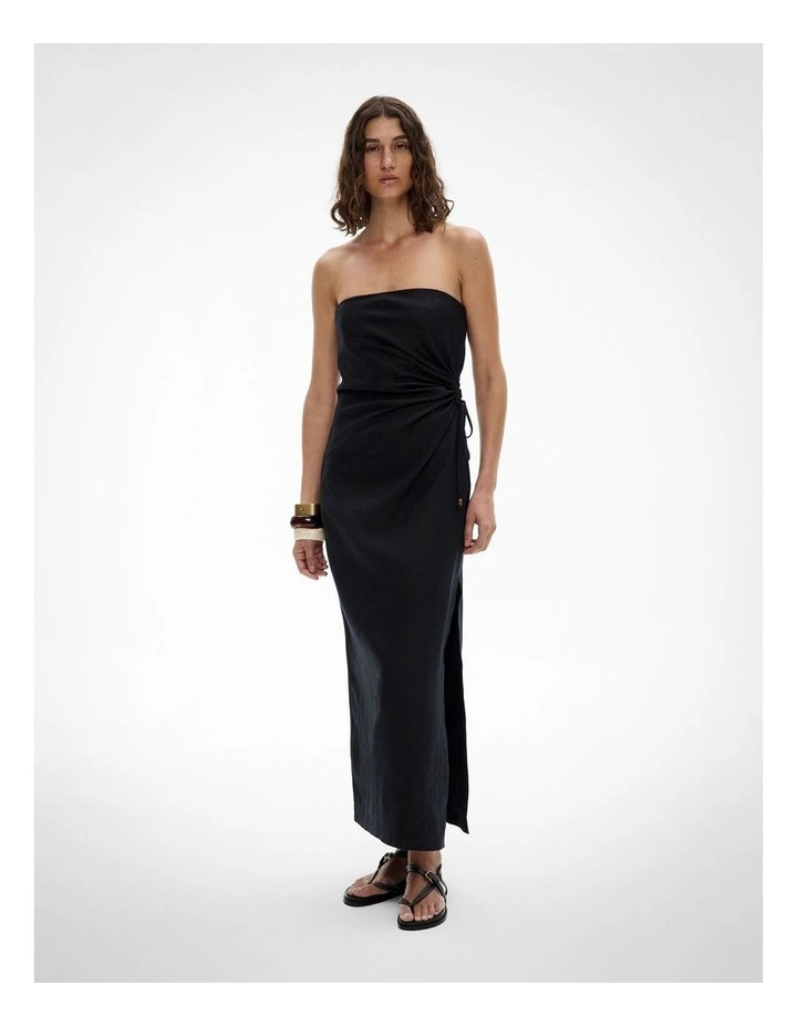 Side Gather Dress in Black image 1