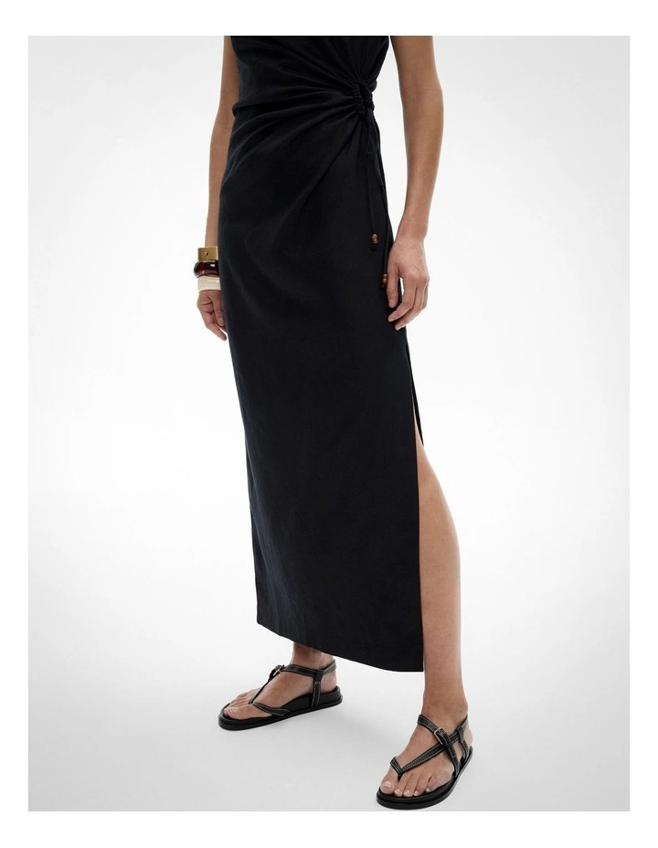 Side Gather Dress in Black image 4