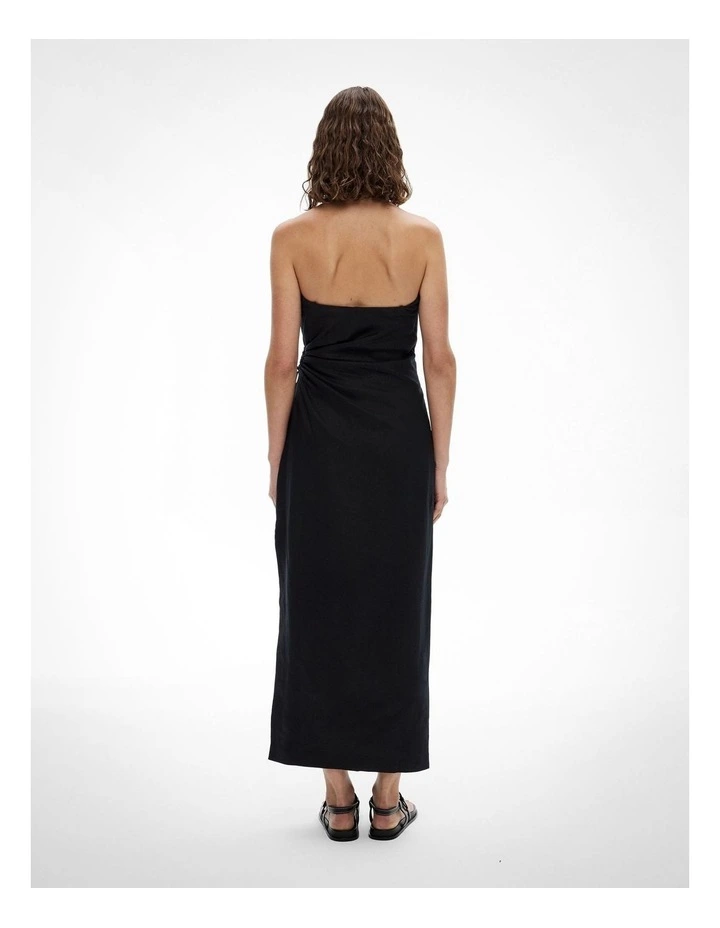 Side Gather Dress in Black image 5