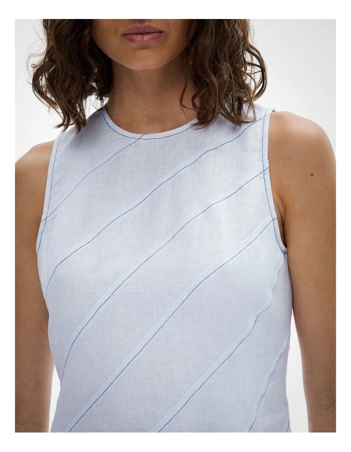 Asymmetric Seam Linen Dress in Blue Air image 4