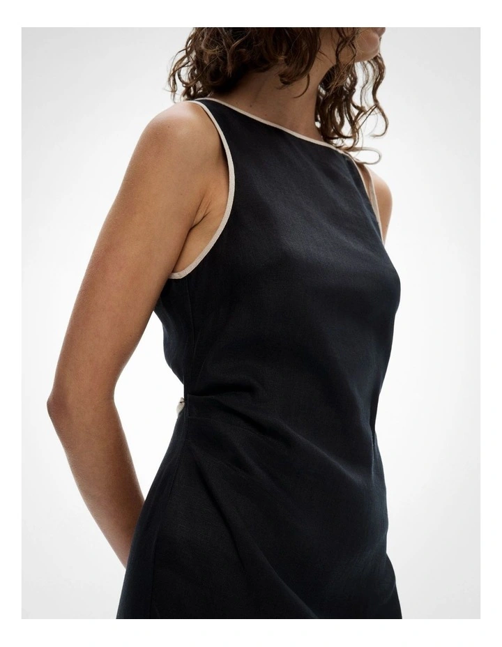 Tie Shoulder Midi Dress in Black image 3