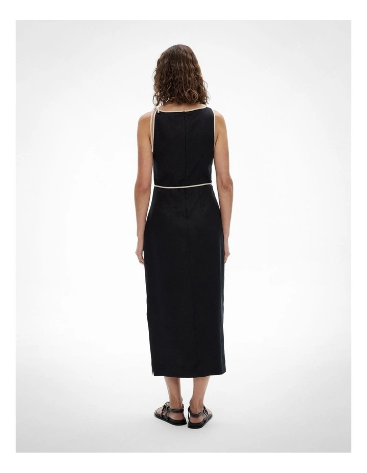 Tie Shoulder Midi Dress in Black image 5