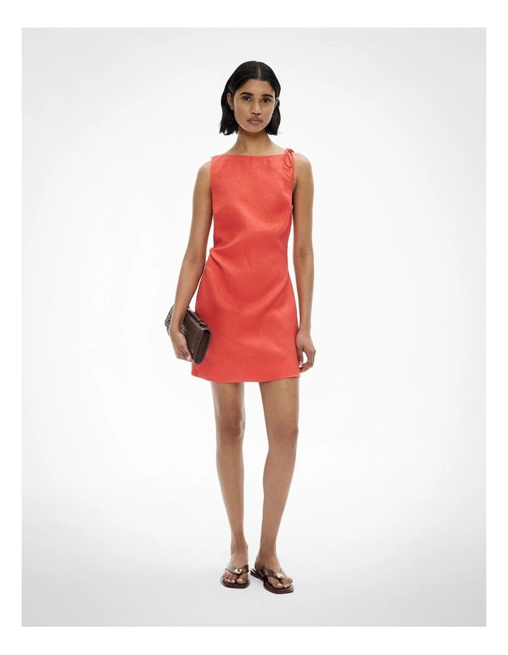 Tie Shoulder Mini Dress in Watermelon image 2