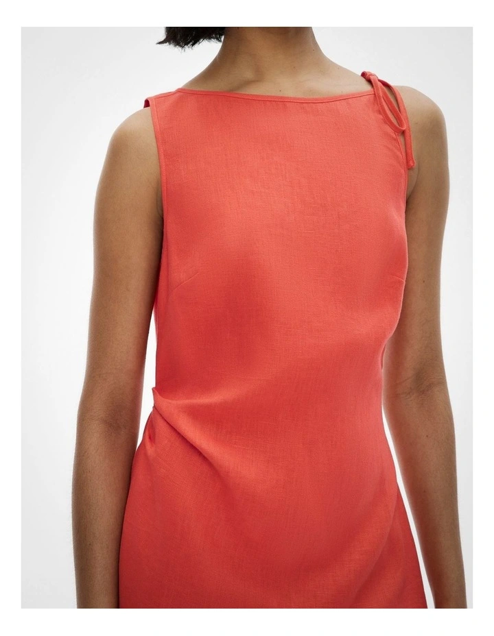 Tie Shoulder Mini Dress in Watermelon image 3