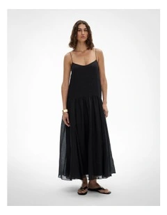 Fine Strap Maxi Dress in Black