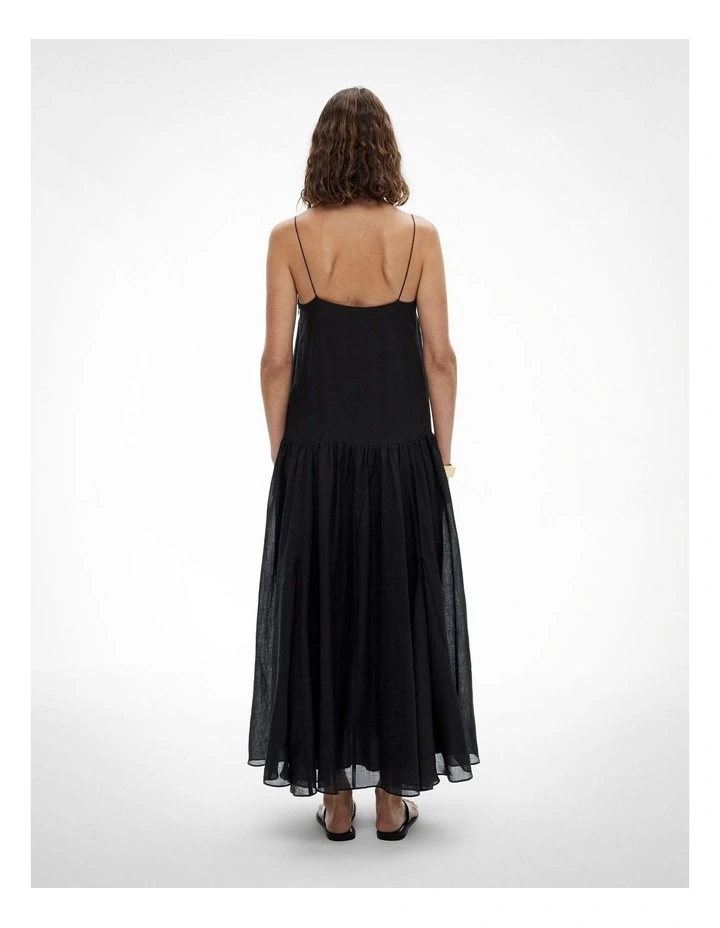 Fine Strap Maxi Dress in Black image 4