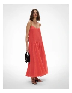 Fine Strap Maxi Dress in Watermelon