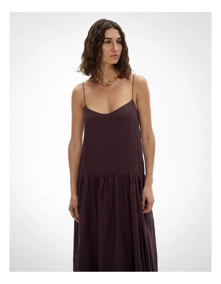 Fine Strap Maxi Dress in Fig image 2