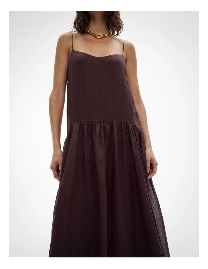 Fine Strap Maxi Dress in Fig image 3