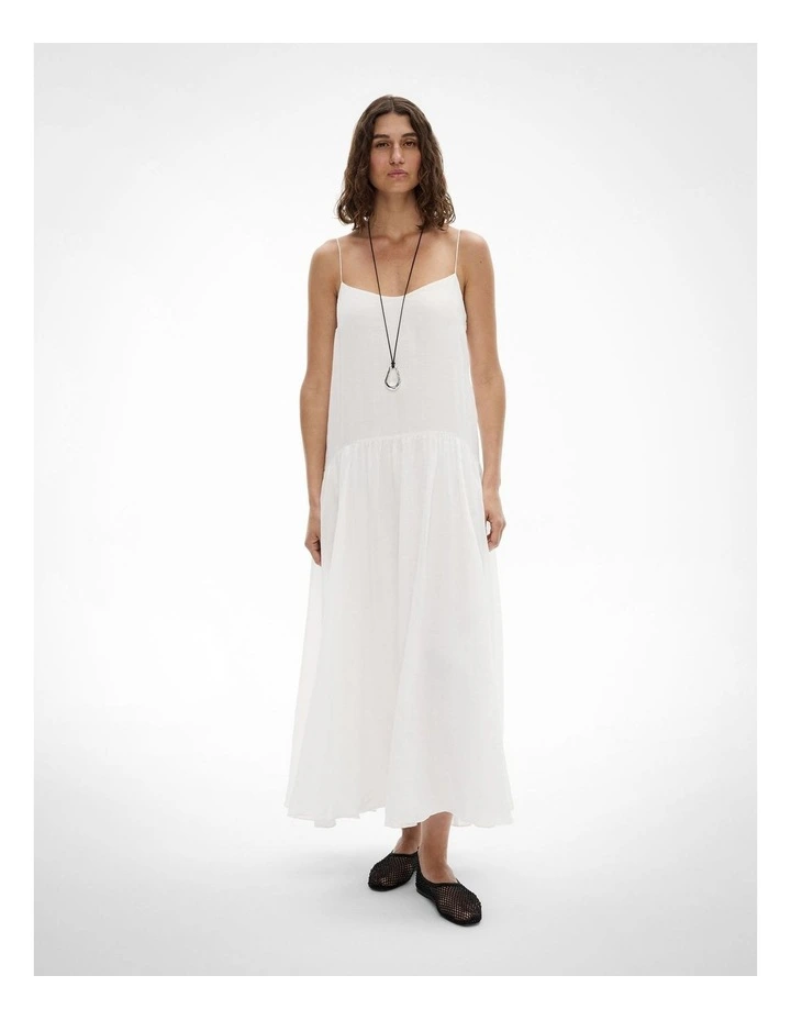 Fine Strap Maxi Dress in Fresh White image 1