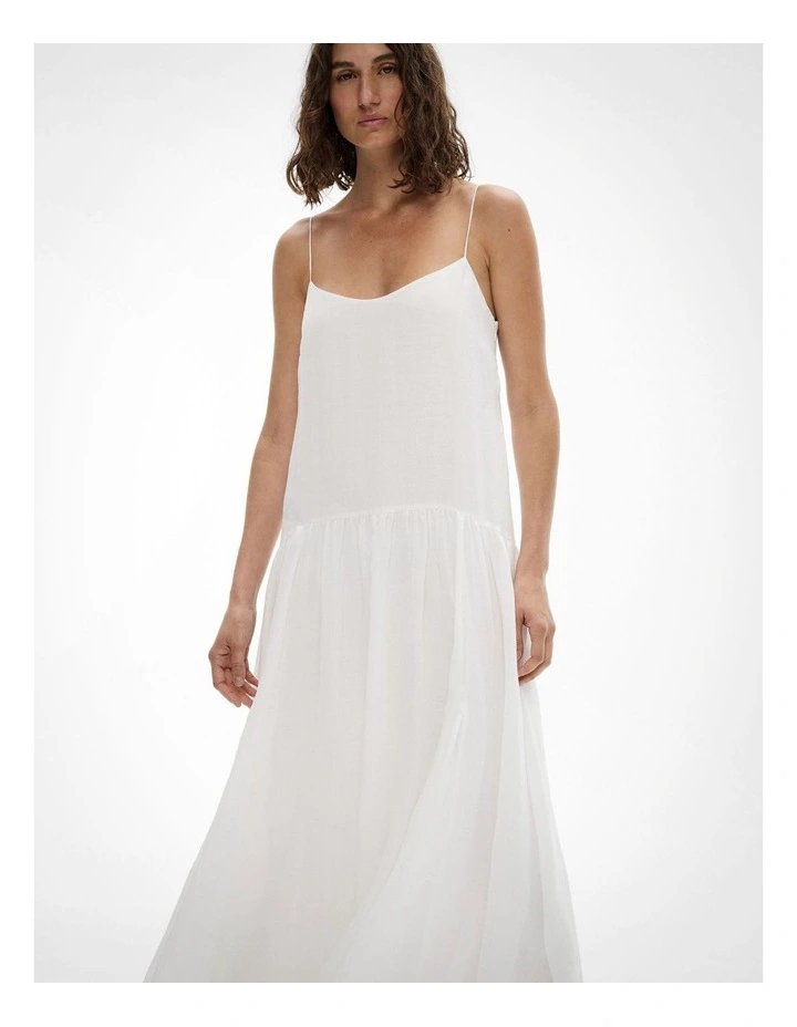 Fine Strap Maxi Dress in Fresh White image 2