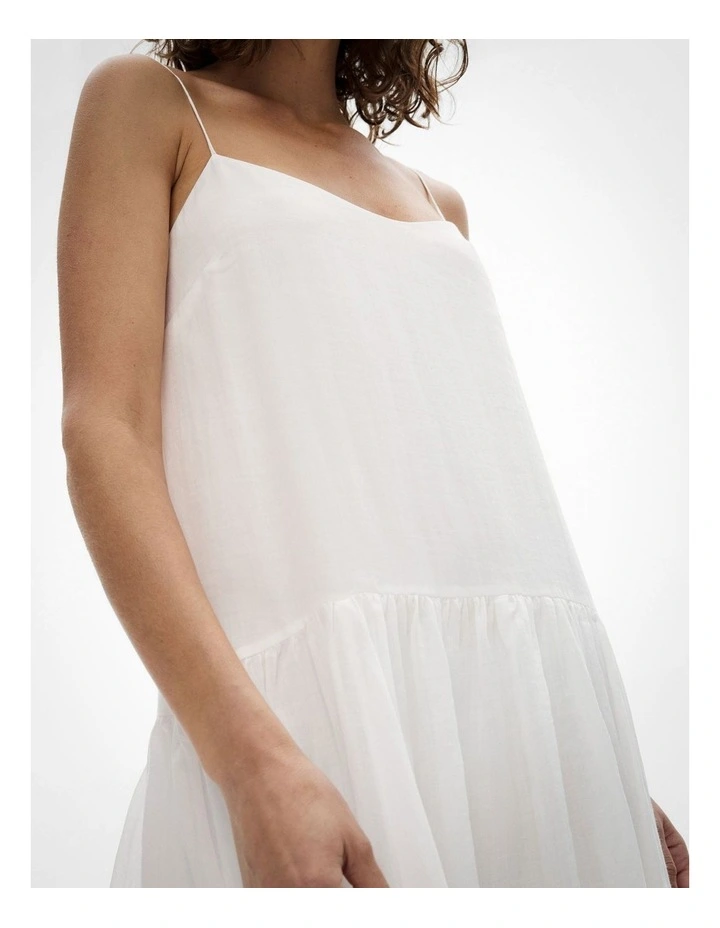 Fine Strap Maxi Dress in Fresh White image 3
