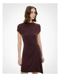 Draped Hem Dress in Fig