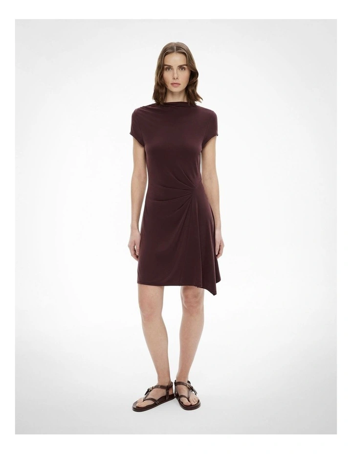 Draped Hem Dress in Fig image 2
