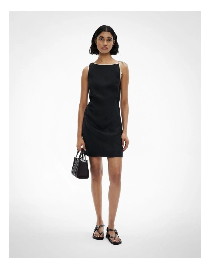Tie Shoulder Mini Dress in Black image 2