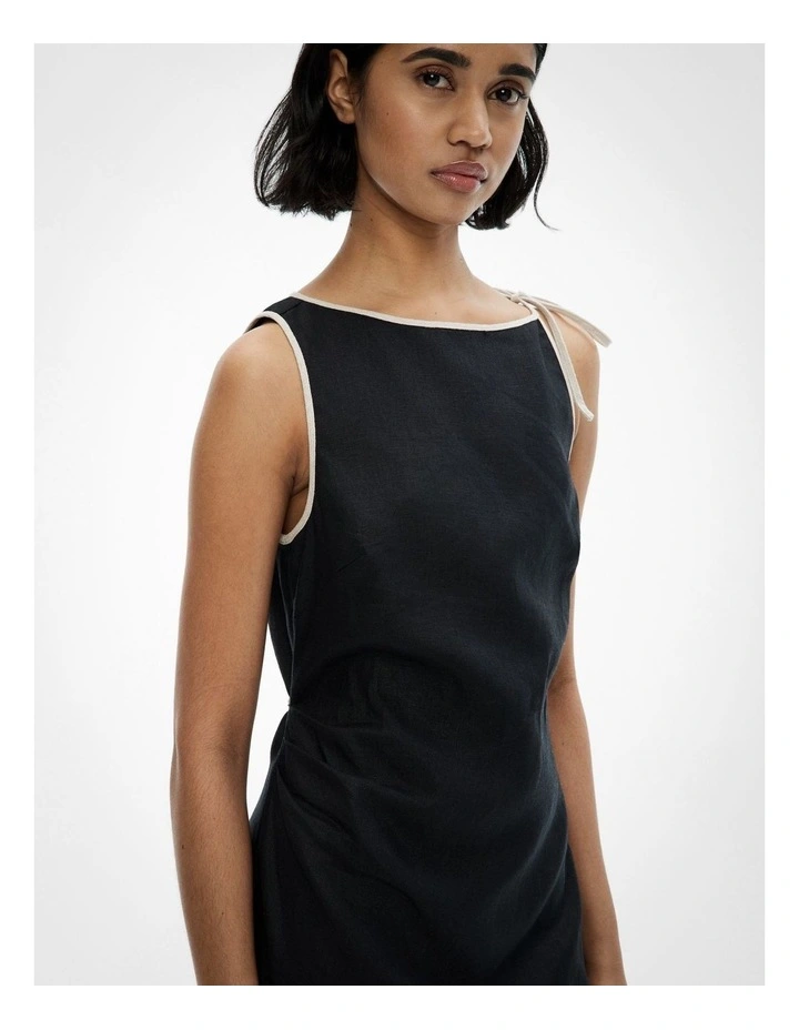 Tie Shoulder Mini Dress in Black image 3