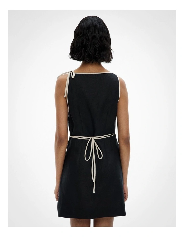 Tie Shoulder Mini Dress in Black image 4