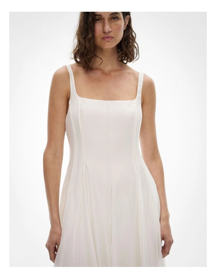 Seam Godet Dress in Fresh White image 2