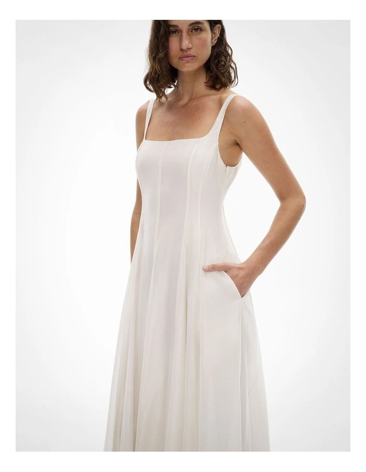 Seam Godet Dress in Fresh White image 3