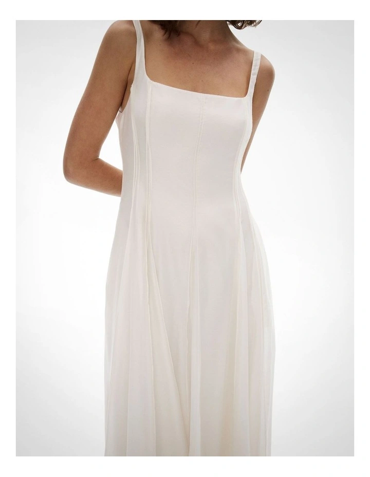 Seam Godet Dress in Fresh White image 4