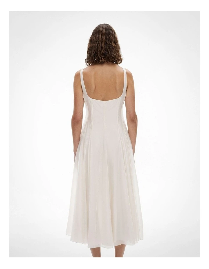 Seam Godet Dress in Fresh White image 5