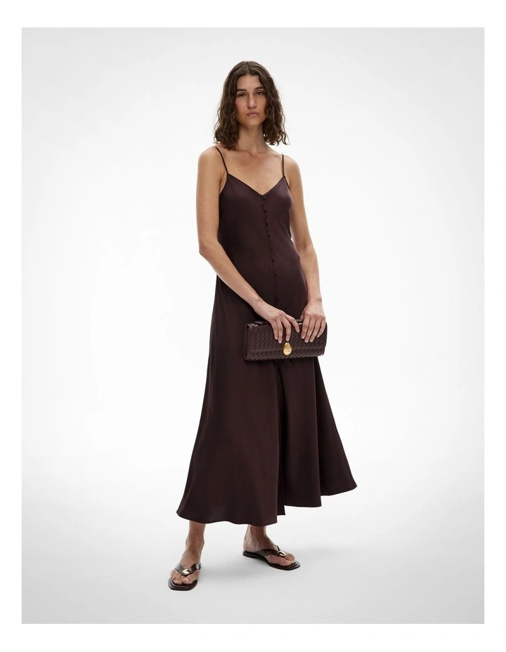 Button Maxi Dress in Espresso image 1