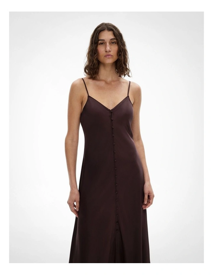 Button Maxi Dress in Espresso image 2