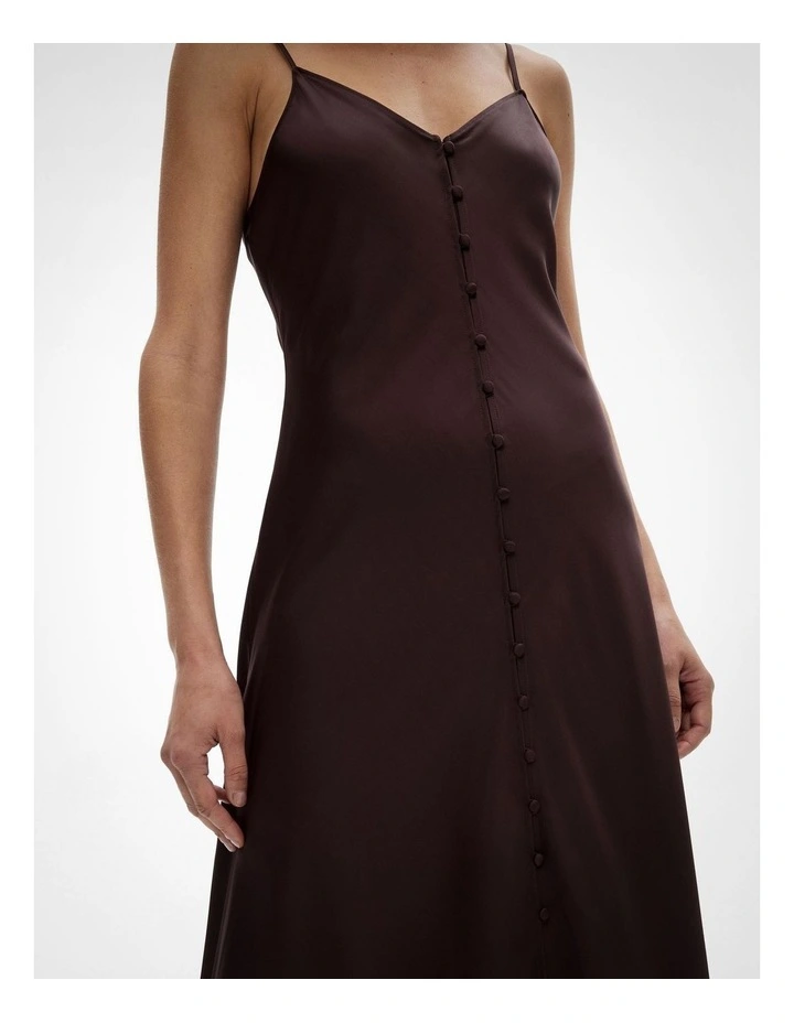 Button Maxi Dress in Espresso image 3