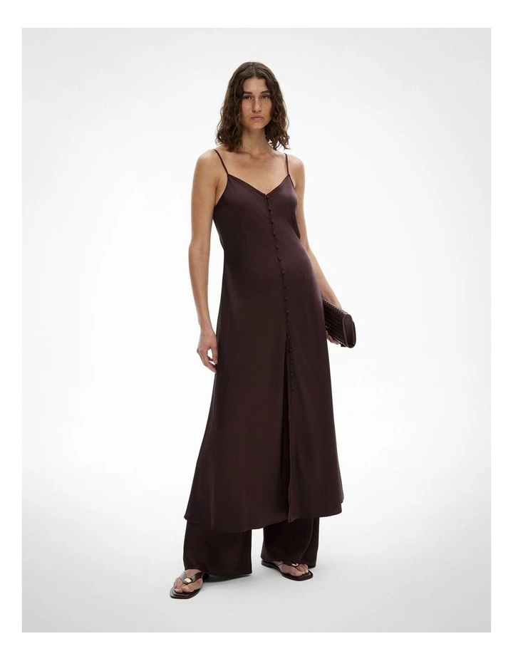 Button Maxi Dress in Espresso image 4