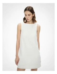 Button Side Dress in Fresh White