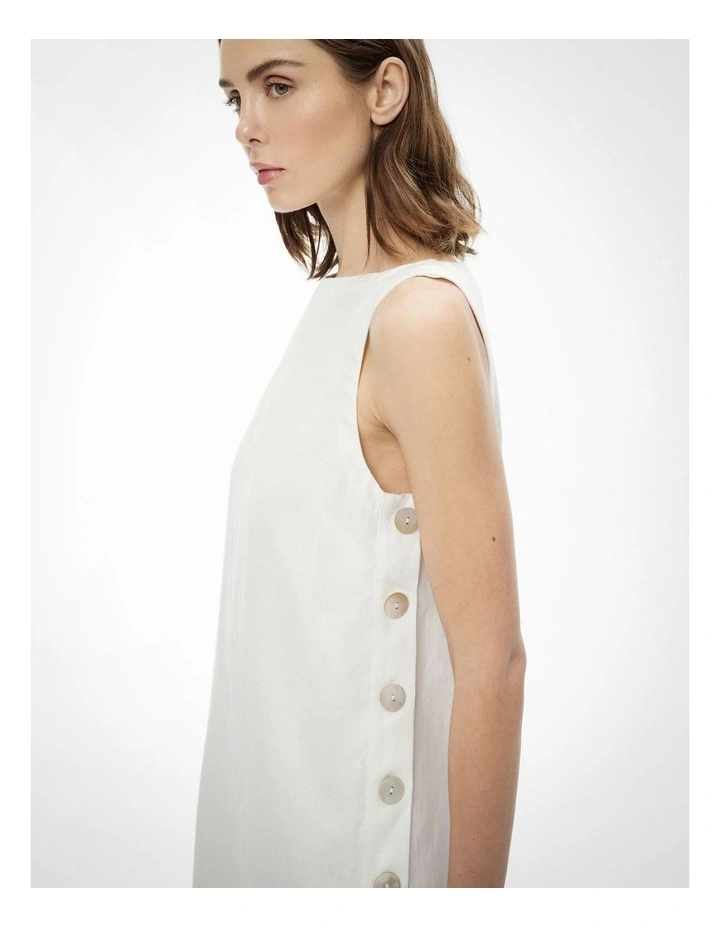 Button Side Dress in Fresh White image 3