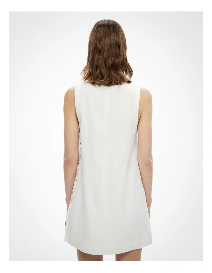 Button Side Dress in Fresh White image 4