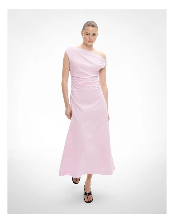 Asymmetric Shoulder Dress in Candy Pink image 1
