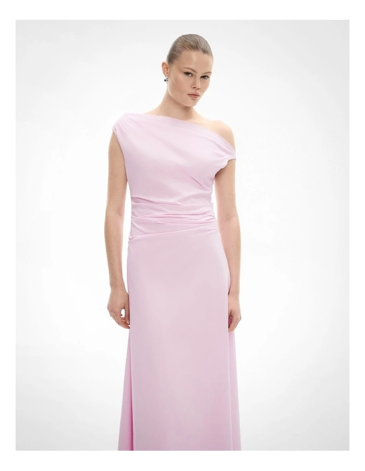 Asymmetric Shoulder Dress in Candy Pink image 2